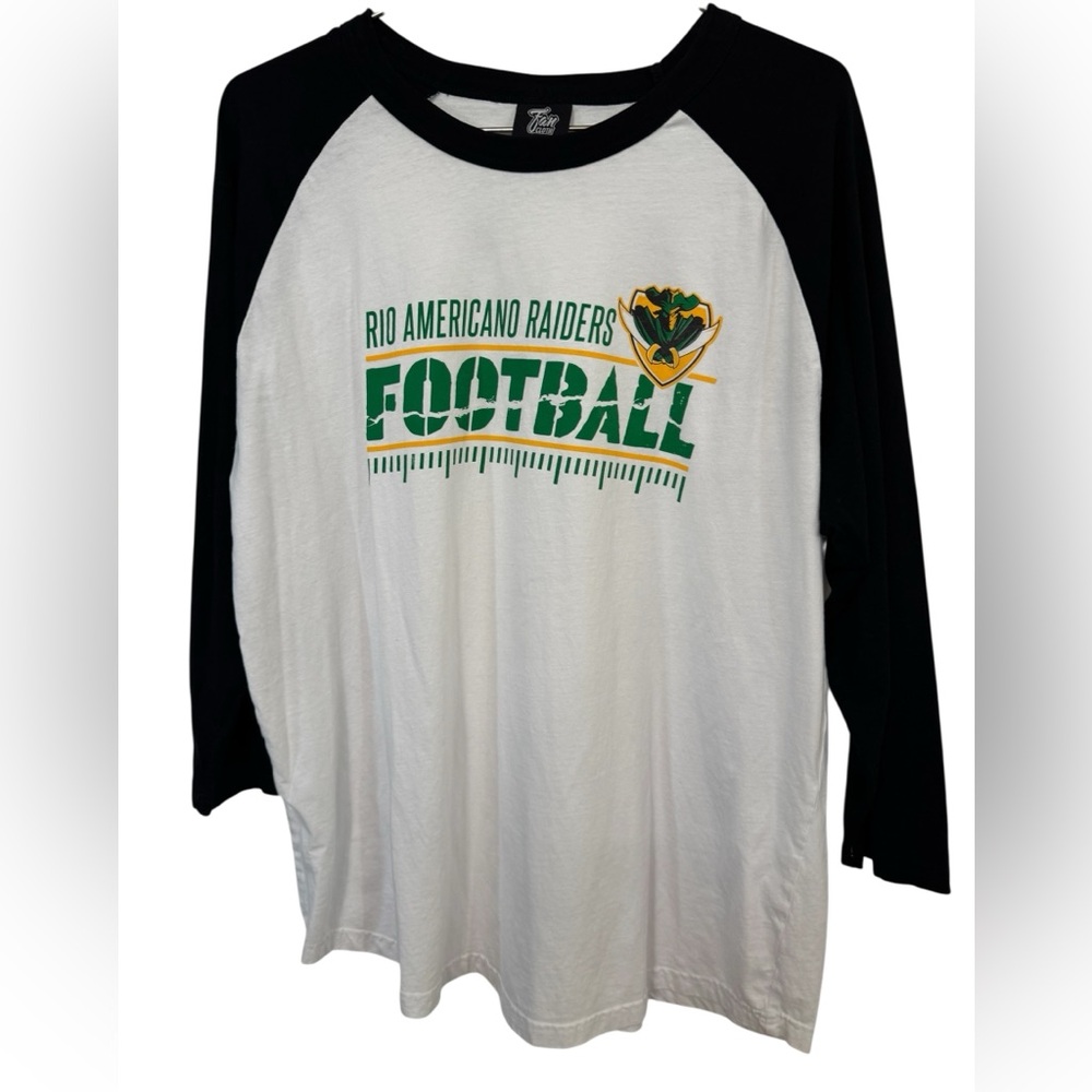Rio Americano High School Sacramento CA Raiders Football Raglan Men’s L T-Shirt